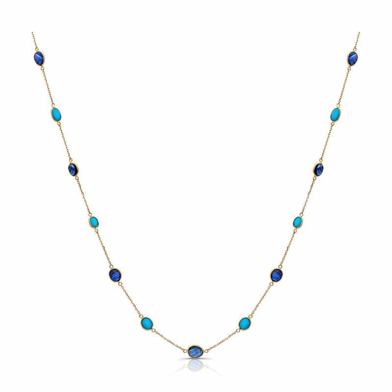 18 karat gold, turquoise, and sapphire necklace by Tresor